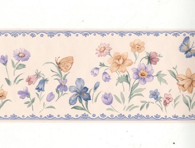 Borde De Papel Tapiz Floral Multicolor - Modelo 324B05877, Decoración De Paredes